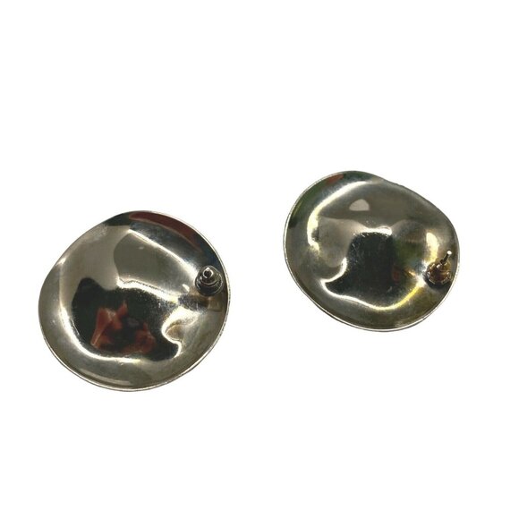 Retro 80s Earrings Vintage Swirl Paint Style Abstract Round Earth Tones - Picture 3 of 7